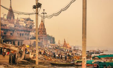 Varanasi Ghats On The Ganges At Sunset